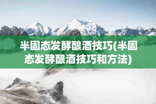 半固态发酵酿酒技巧(半固态发酵酿酒技巧和方法)