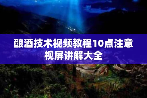 酿酒技术视频教程10点注意视屏讲解大全