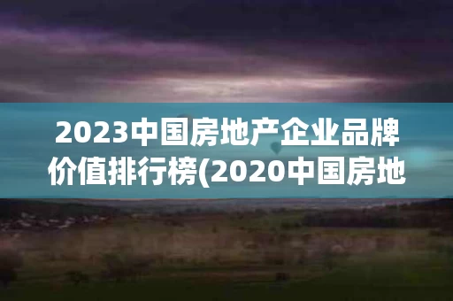2023中国房地产企业品牌价值排行榜(2020中国房地产企业品牌价值100强)