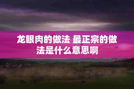 龙眼肉的做法 最正宗的做法是什么意思啊