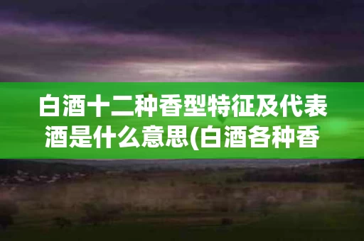 白酒十二种香型特征及代表酒是什么意思(白酒各种香型及代表酒)