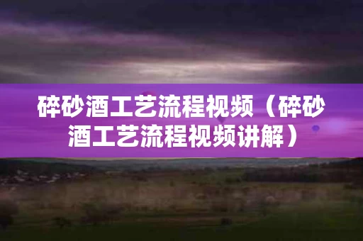 碎砂酒工艺流程视频（碎砂酒工艺流程视频讲解）