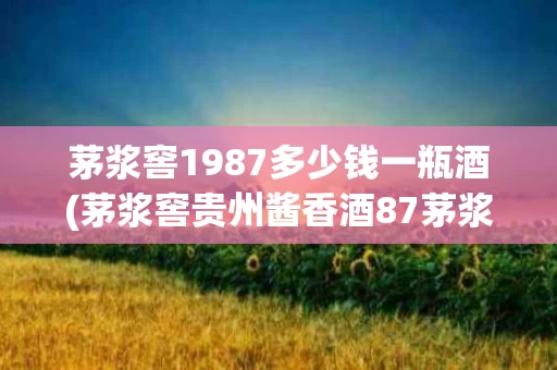 茅浆窖1987多少钱一瓶酒(茅浆窖贵州酱香酒87茅浆窖收藏酒)