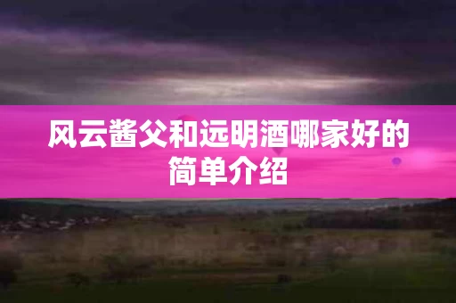 风云酱父和远明酒哪家好的简单介绍
