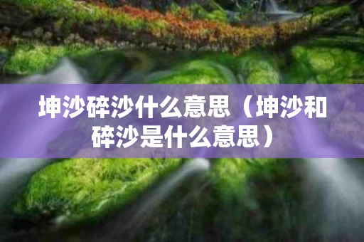 坤沙碎沙什么意思（坤沙和碎沙是什么意思）