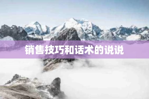 销售技巧和话术的说说
