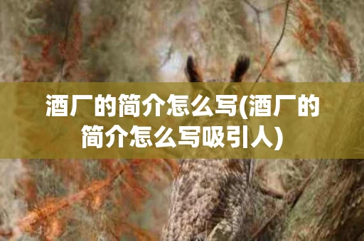 酒厂的简介怎么写(酒厂的简介怎么写吸引人)