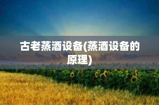 古老蒸酒设备(蒸酒设备的原理)