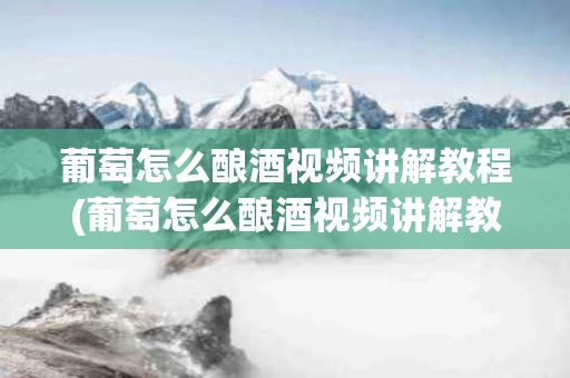 葡萄怎么酿酒视频讲解教程(葡萄怎么酿酒视频讲解教程图片)