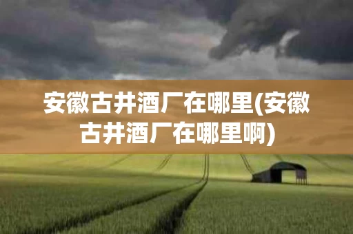 安徽古井酒厂在哪里(安徽古井酒厂在哪里啊)