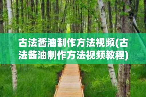 古法酱油制作方法视频(古法酱油制作方法视频教程)