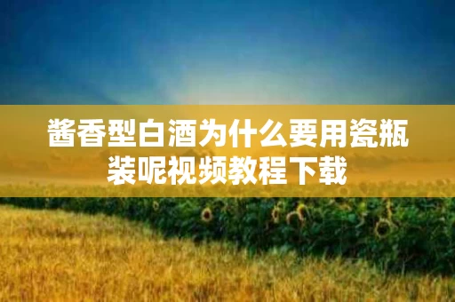 酱香型白酒为什么要用瓷瓶装呢视频教程下载