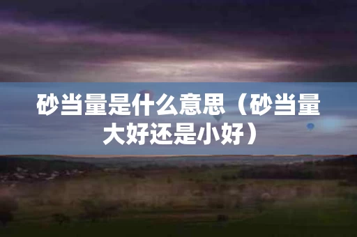 砂当量是什么意思（砂当量大好还是小好）