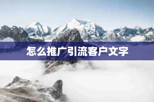 怎么推广引流客户文字