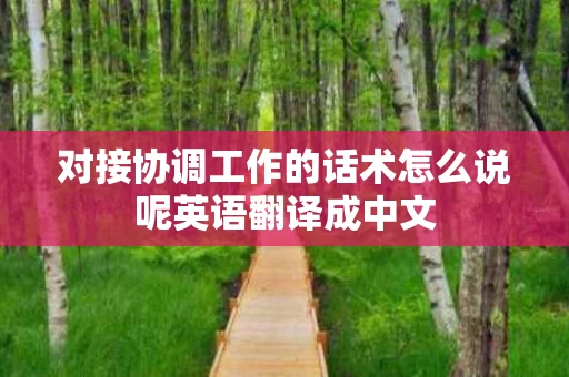 对接协调工作的话术怎么说呢英语翻译成中文 对接协调工作的话术怎么说呢英语翻译成中文