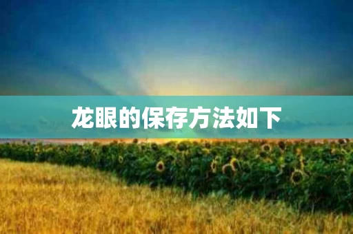 龙眼的保存方法如下