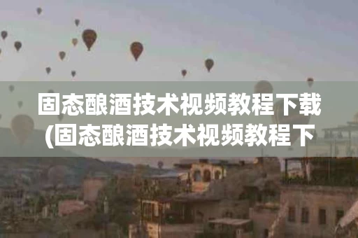 固态酿酒技术视频教程下载(固态酿酒技术视频教程下载安装)