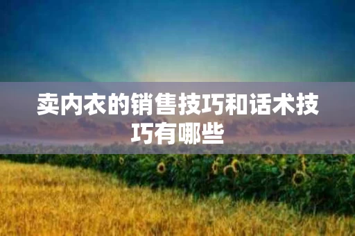 卖内衣的销售技巧和话术技巧有哪些