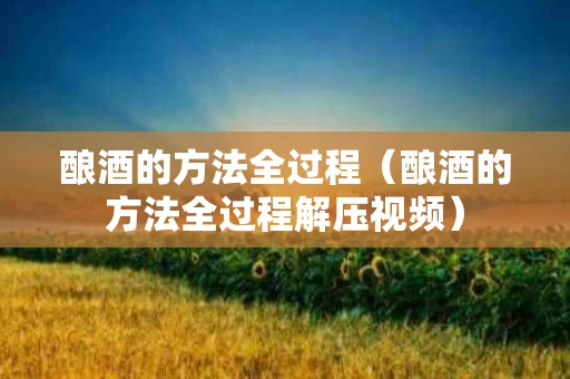 酿酒的方法全过程（酿酒的方法全过程解压视频）