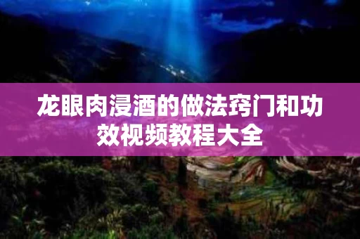 龙眼肉浸酒的做法窍门和功效视频教程大全