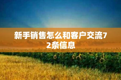 新手销售怎么和客户交流72条信息