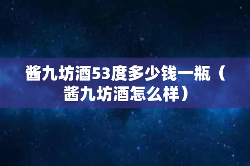 酱九坊酒53度多少钱一瓶（酱九坊酒怎么样）