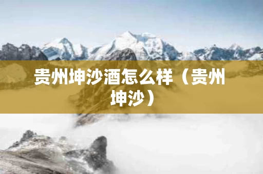 贵州坤沙酒怎么样（贵州 坤沙）