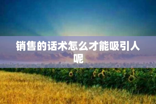 销售的话术怎么才能吸引人呢